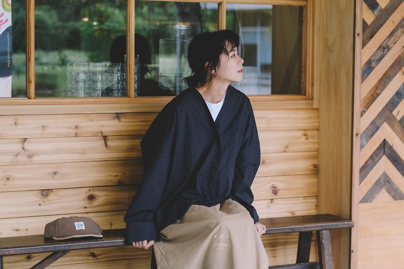 Japanese Fashion Kimono Collar Paper Jacket - 2 Colors - Japanese Black - เสื้อแจ็คเก็ต - ผ้าฝ้าย/ผ้าลินิน สีดำ