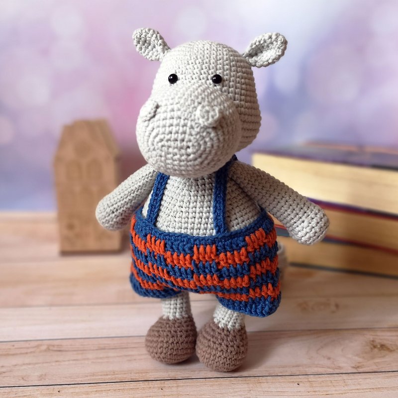 Hippo crochet pattern, DIY amigurumi hippopotamus, PDF digital download - คอร์สงานฝีมือ/หนังสือคู่มือ - วัสดุอื่นๆ 