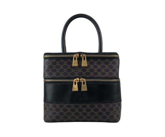 【希少】セリーヌ バニティバッグ ハンドバッグ マカダム トリオンフ PVC 希少】セリーヌ バニティバッグ ハンドバッグ マカダム