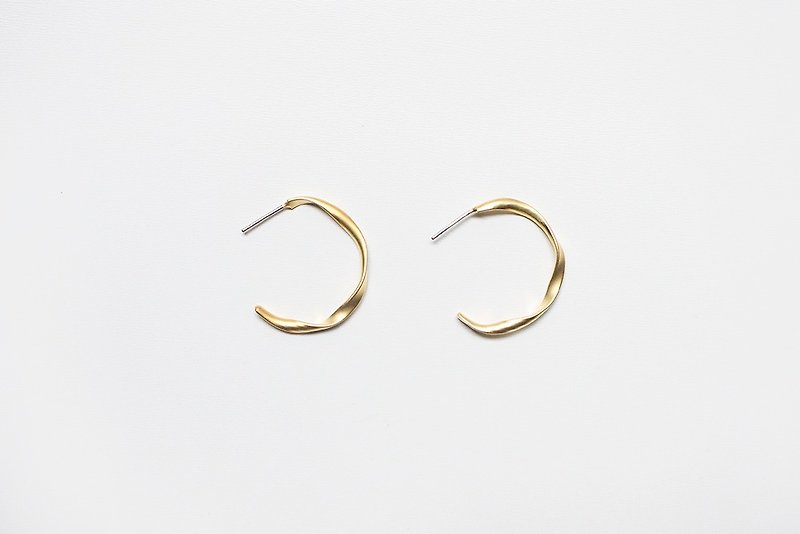 法式耳環 - 浪漫大扭轉耳環/金銅/可改耳夾/ 客製 - 耳環/耳夾 - 銅/黃銅 金色