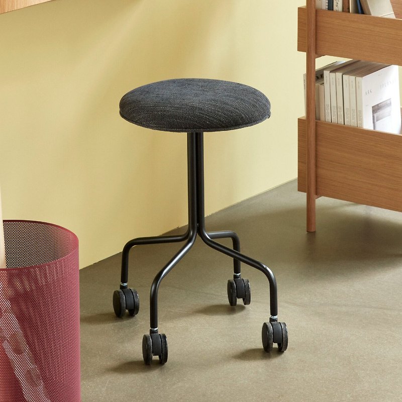 【Hübsch】－021222 Black-gray round wheelchair stool