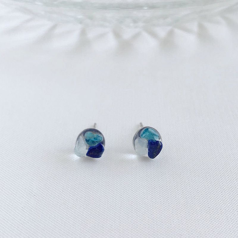 casual. Natural stone lapis lazuli blue apatite aquamarine sapphire earrings anti-allergic ear acupuncture Clip-On communication - Earrings & Clip-ons - Crystal Blue