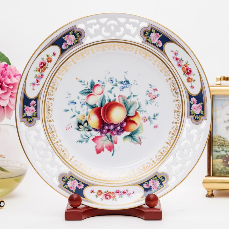 英国製スポード富裕層中空彫刻コレクションボーンチャイナプレート装飾吊り下げプレート - ウォールデコ・壁紙 - 磁器 