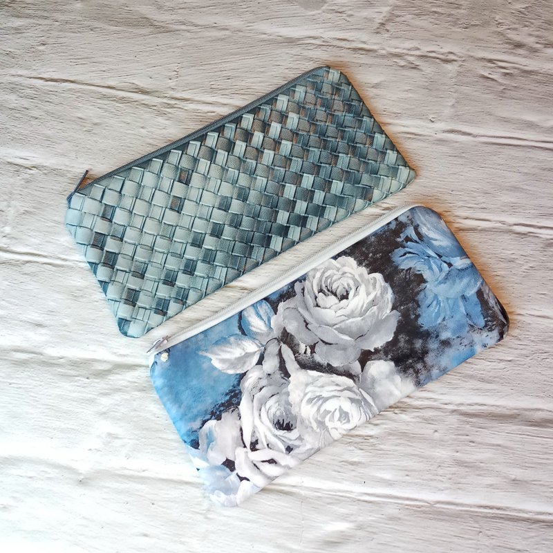 Zipper Storage Cloth Bag, Pencil Case, Cosmetic Bag, Clutch (LSG-007) - Pencil Cases - Cotton & Hemp Blue