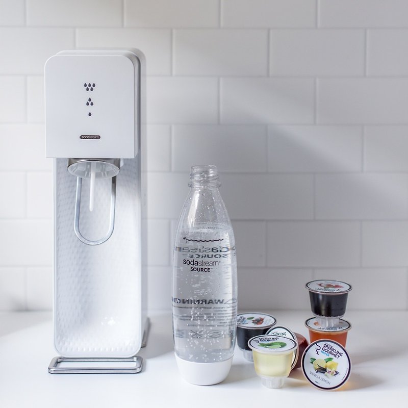 [Free Hippie Water Bottle 1L*3 Pack] British Source Plastic Sparkling Water Machine-White - เครื่องใช้ไฟฟ้าในครัว - โลหะ ขาว