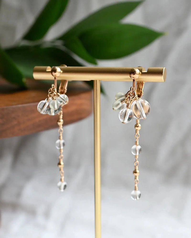 Weaving Dewdrop - White Crystal Grape Stone Earrings - Earrings & Clip-ons - Other Materials 