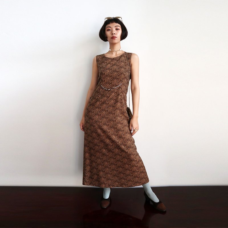 Pumpkin Vintage. Vintage suede leopard dress - One Piece Dresses - Other Materials Brown