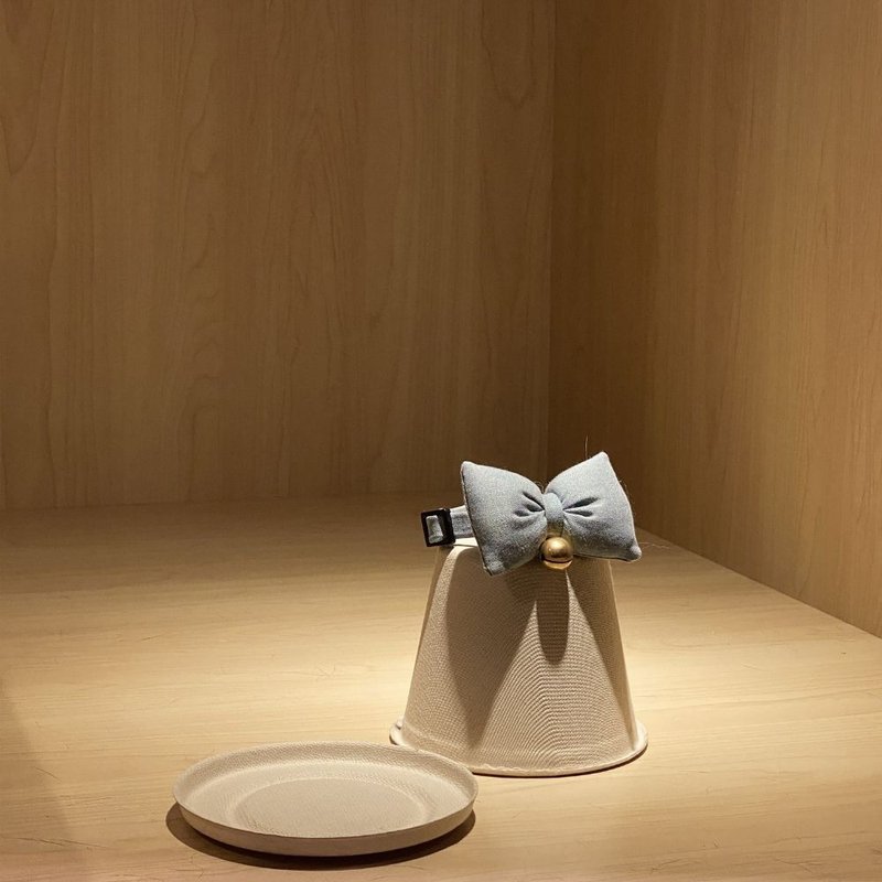 簡約手工定制貓項圈 Teal Blue Bow Breakaway Cat Collar - 項圈/牽繩 - 棉．麻 藍色