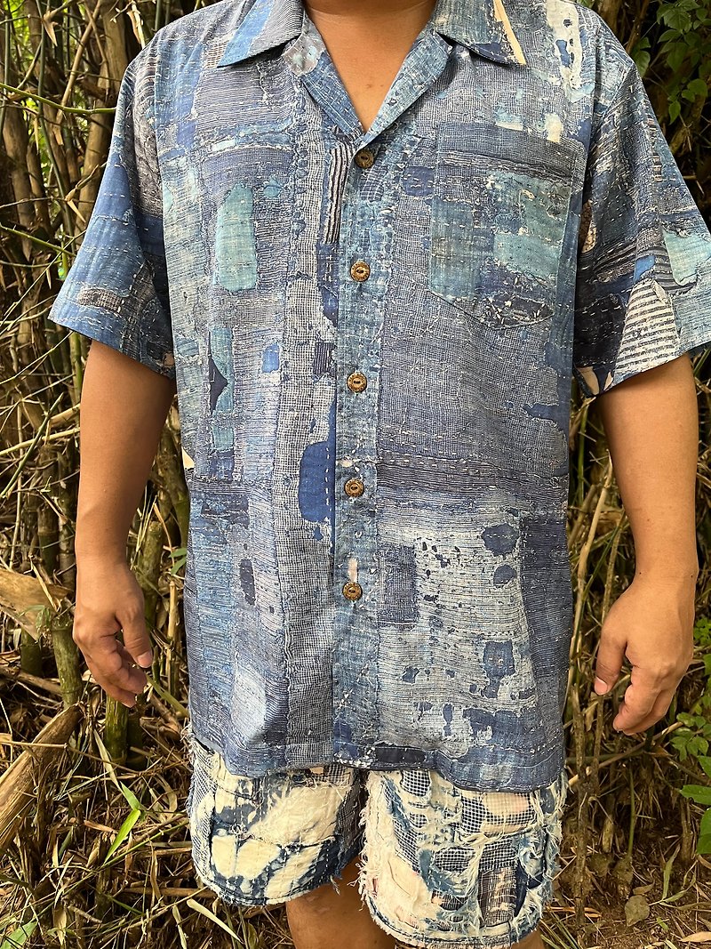 聚酯纖維 男襯衫/休閒襯衫 多色 - Boro Hawaii Shirt (digital print)
