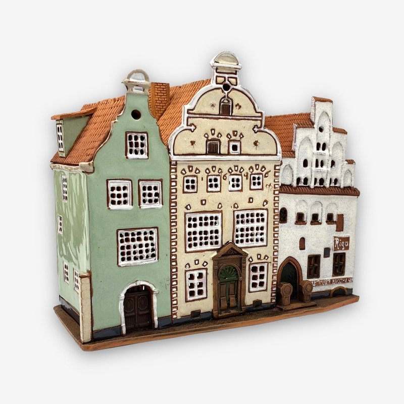 SOLO歐洲家居-手工陶瓷小屋 燭台 20x16cm 拉脫維亞系列 - 香氛蠟燭/燭台 - 陶 多色