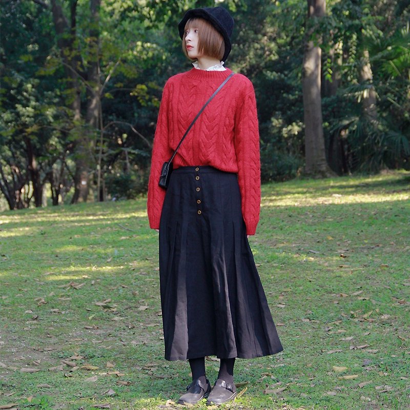Wool Blend Jacquard Sweater|Sweater|Autumn and Winter|Wool Blend|Independent Brand|Sora-189 - สเวตเตอร์ผู้หญิง - ขนแกะ สีแดง