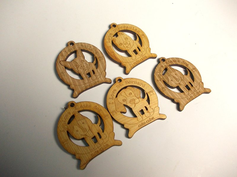 貓 狗 瑜珈吊飾 3個一組-交換禮物 聖誕禮物 - 鑰匙圈/鑰匙包 - 木頭 卡其色