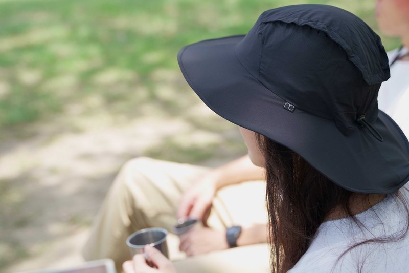 【MECOVER】Sunscreen outdoor leisure sun hat (starry sky black) - หมวก - ไนลอน สีดำ