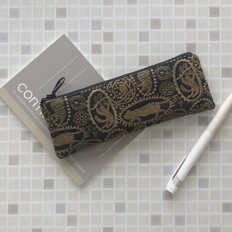 Latest color Mina Perhonen Jungle Relief Slim Pen Case Mina Perhonen - Pencil Cases - Cotton & Hemp Khaki