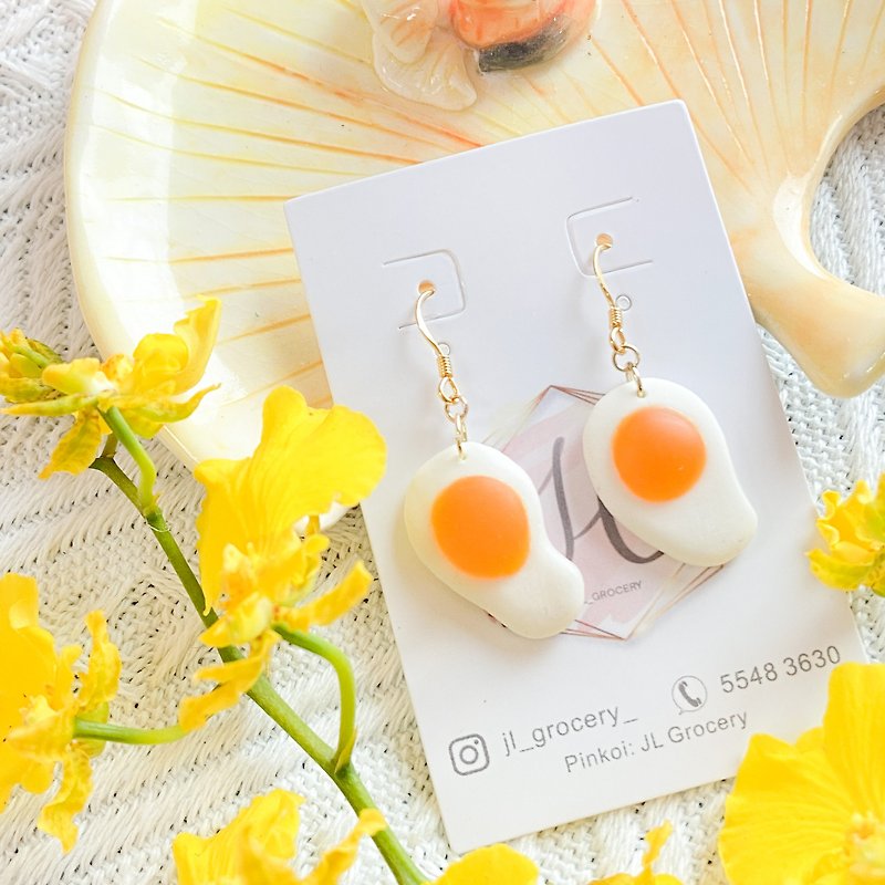 [Hong Kong Style] Nostalgic Snacks | Egg Candy Earrings | Food Accessories | Miniature Accessories - Earrings & Clip-ons - Clay 