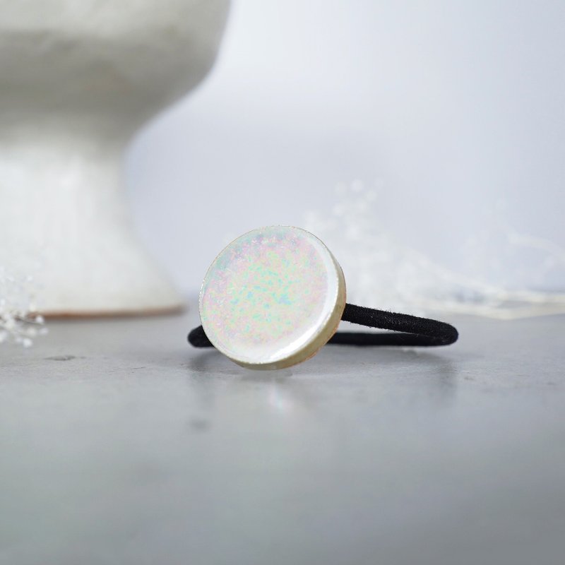 Vintage 珍珠釉 美濃燒磁磚髮束 背面真皮貼合 - 髮夾/髮圈 - 瓷 多色