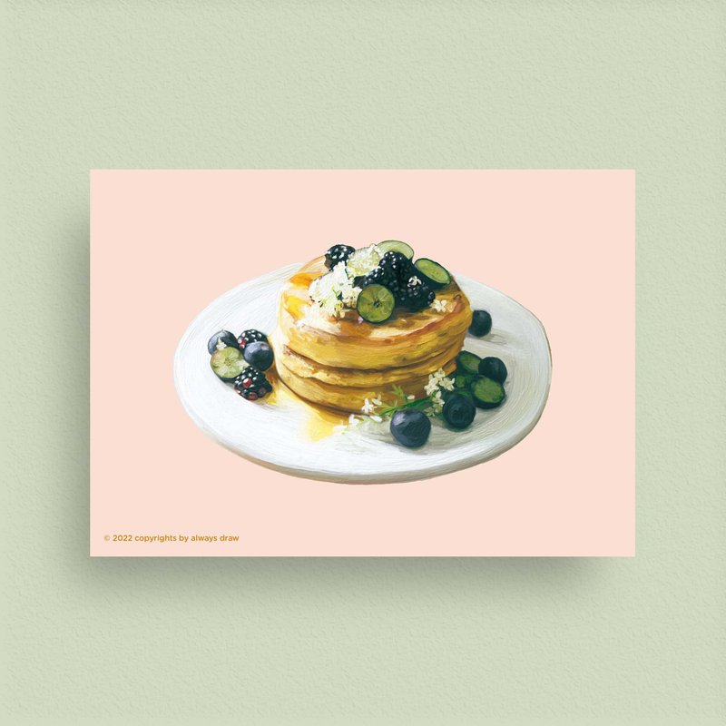 鬆餅明信片I - always eat 總繪吃系列 - 卡片/明信片 - 紙 粉紅色