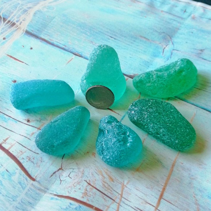 Genuine Sea glass decor Rare Chunky Sea glass centerpieces Turquoise Sea glass - 陶藝/玻璃 - 玻璃 綠色