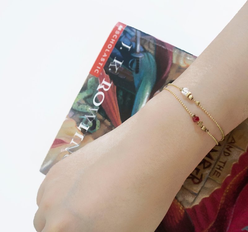 Christmas gifts / Red Philosopher's Stone- glass beads, Bronze bracelet - สร้อยข้อมือ - ทองแดงทองเหลือง สีแดง