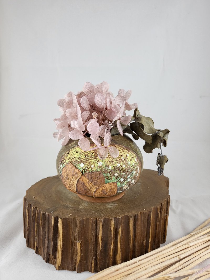 紅葉手工小花瓶 - 花瓶/花器 - 陶 咖啡色