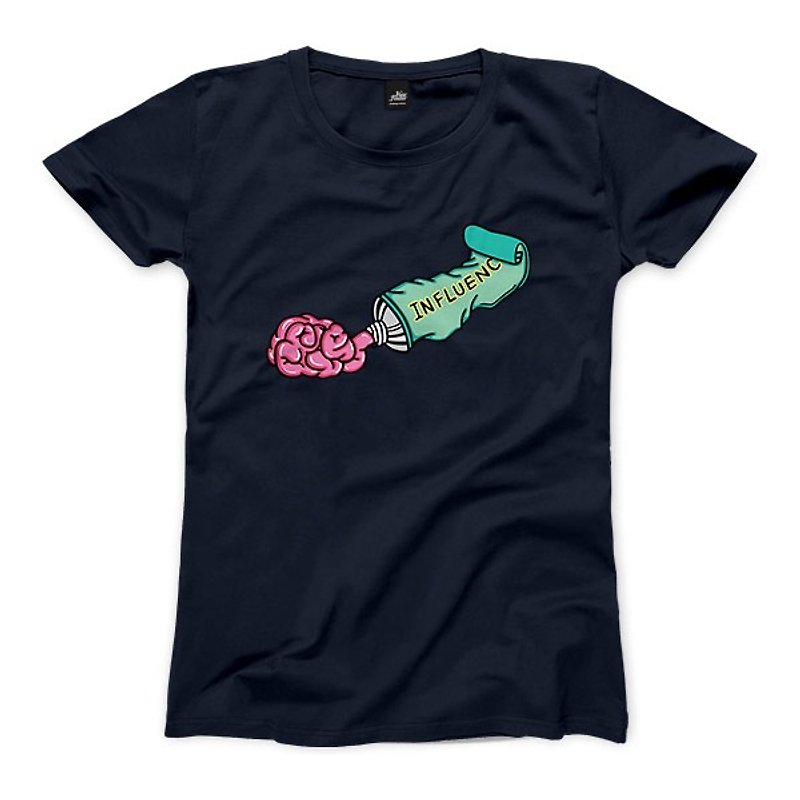 Brain squeeze cream - dark blue - Women's T-Shirt - Women's T-Shirts - Cotton & Hemp Blue