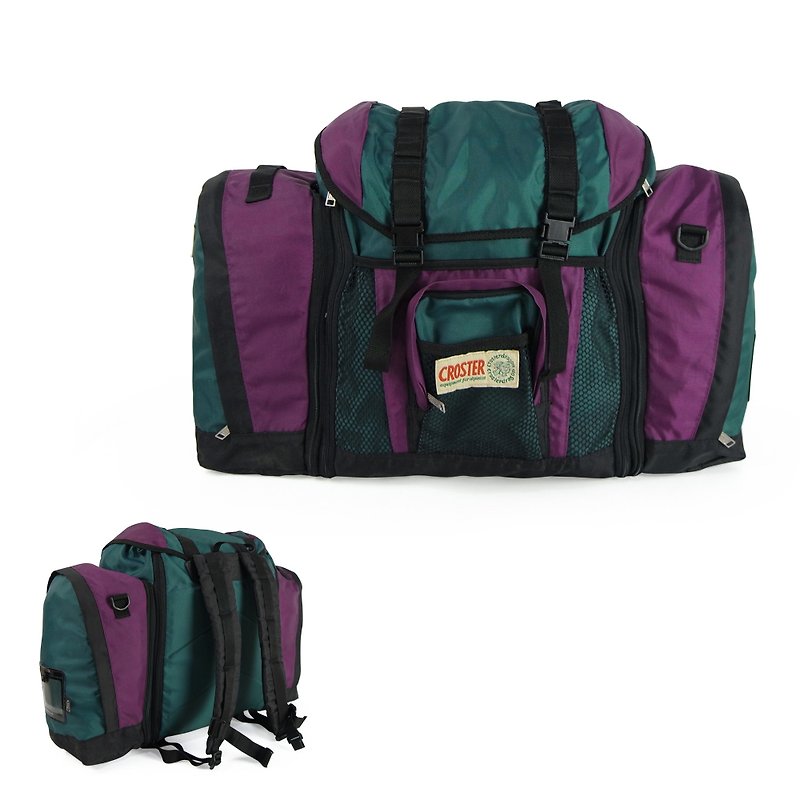 A‧PRANK :DOLLY :: Green and purple color matching large capacity (removable) mountaineering backpack B807014 - กระเป๋าเป้สะพายหลัง - วัสดุกันนำ้ สีม่วง