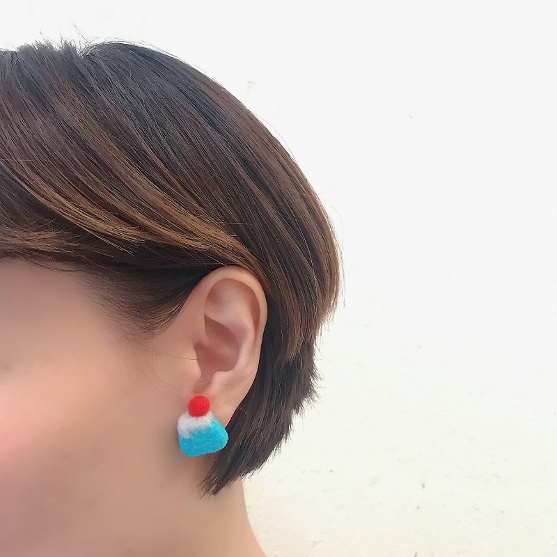 Needle Felted Mount. Fuji earrings - Earrings & Clip-ons - Wool Blue