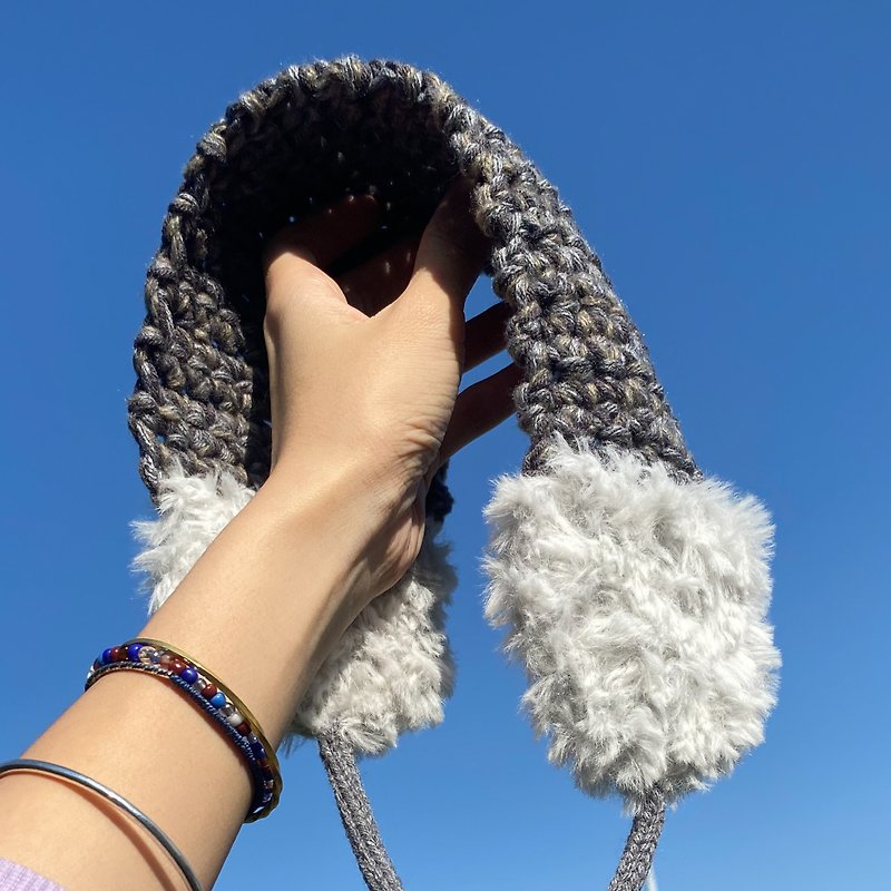 Crochet Ear Warmer - ผ้าพันคอถัก - ผ้าฝ้าย/ผ้าลินิน สีน้ำเงิน