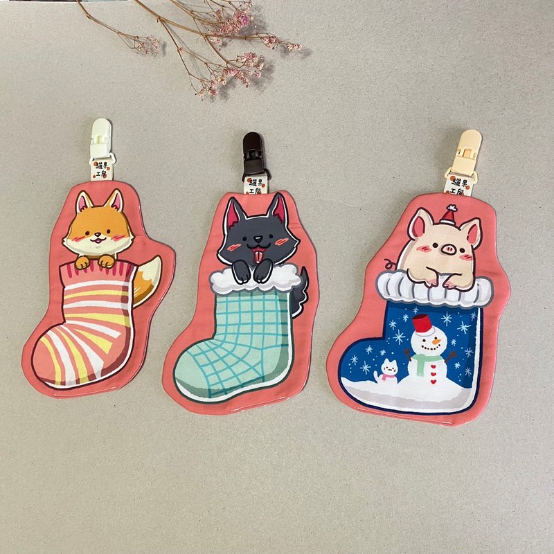 Cute sock-shaped handkerchief | Fox | Big Bad Wolf | Piglet | Snowman Christmas socks - ผ้ากันเปื้อน - ผ้าฝ้าย/ผ้าลินิน หลากหลายสี