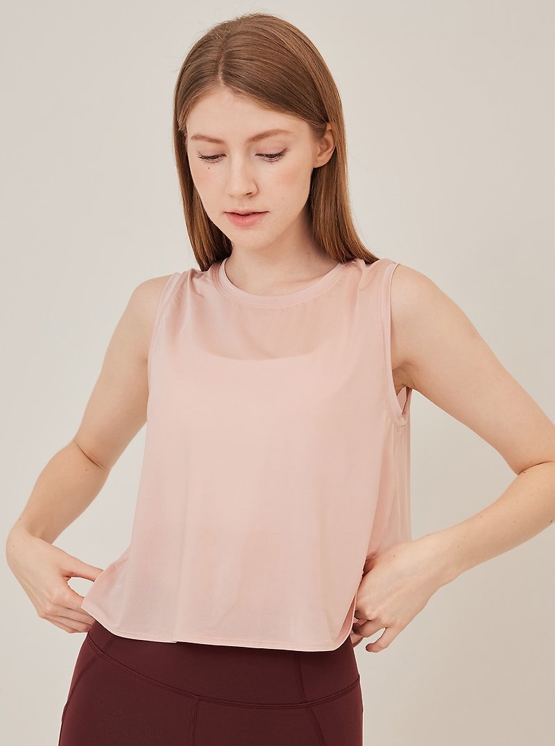 【S2N】EVERY ONE NEED Cool Short Sleeveless Blouse_Sweet Apricot T266 - Women's Yoga Apparel - Nylon 