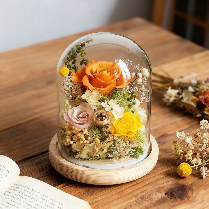【暖光漫野】永生花玻璃罩 - 擺飾/家飾品 - 植物．花 