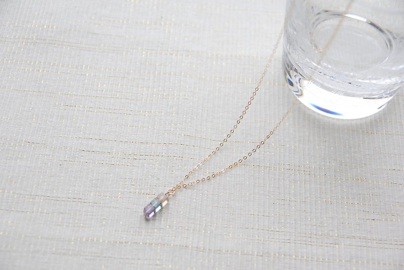 Cube type flow light necklace no.4 14 kgf - Necklaces - Stone Purple