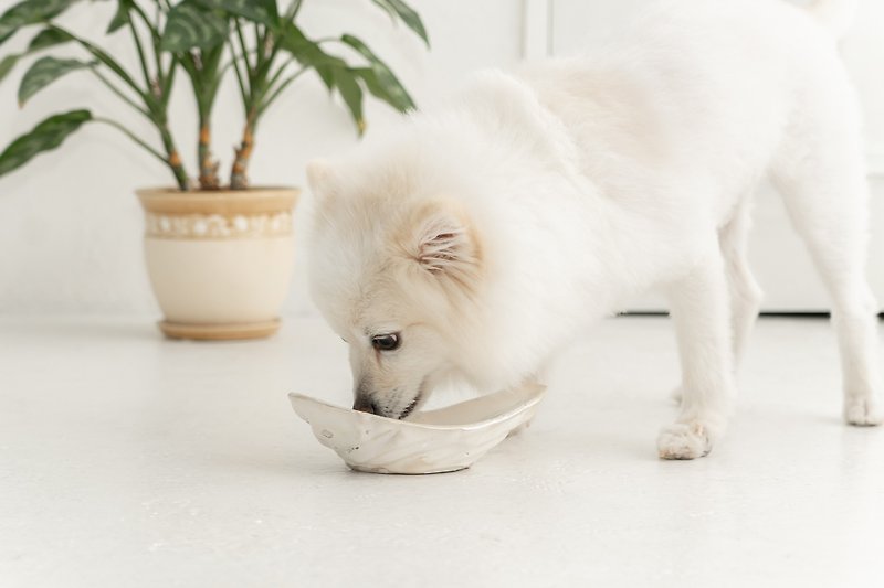 Skirt motif pet bowl, Cat bowl,Dog bowl,Puppies bowl,Food bowl - Pet Bowls - Pottery White