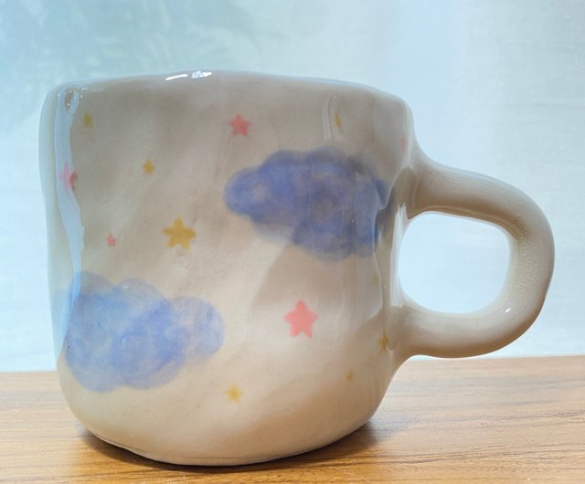 Cute cloud-shaped handmade ceramic mug. - Shop cher's pottery Cups - Pinkoi