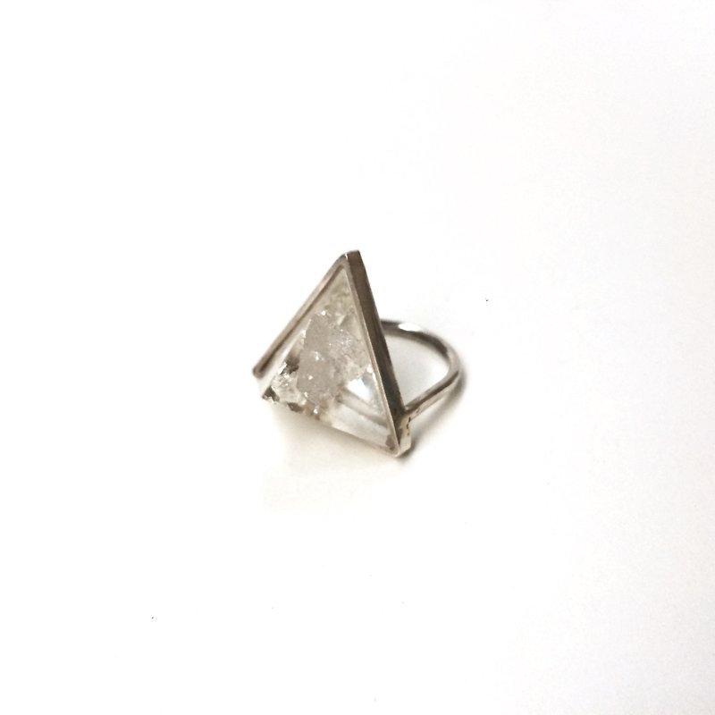 triangle ring silver  leaf - General Rings - Resin 
