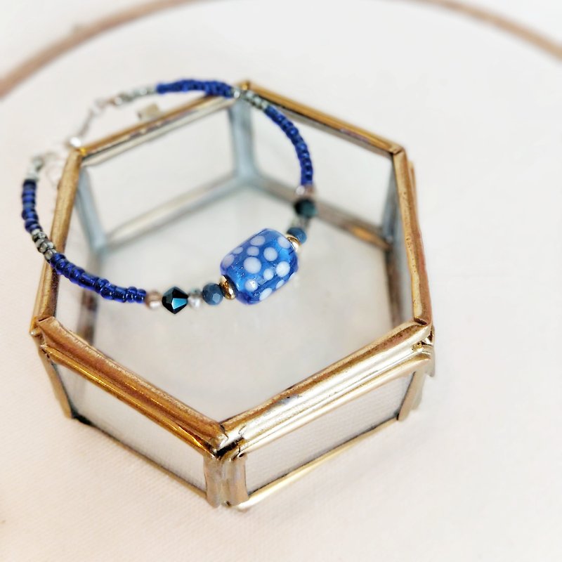 - Un Jess Cadeau - Water jade point point Taitung glass beads hand made bracelet - Bracelets - Colored Glass Blue