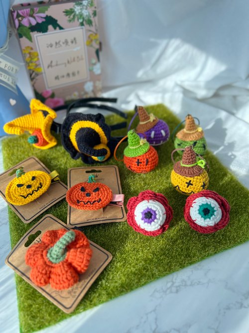 期間限定【オーダー♡かぼちゃリボン】ヘアクリップ　ヘアピン　ヘアゴム　ハロウィン バニーベル】ハロウィンコスチューム～かぼちゃのヘアクリップ