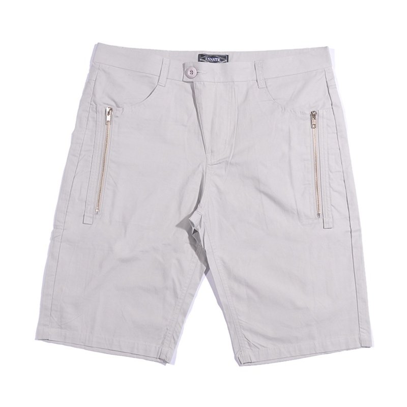 【INNATE】Cross Crotch Tapered Shorts Light Grey - Men's Shorts - Cotton & Hemp Silver