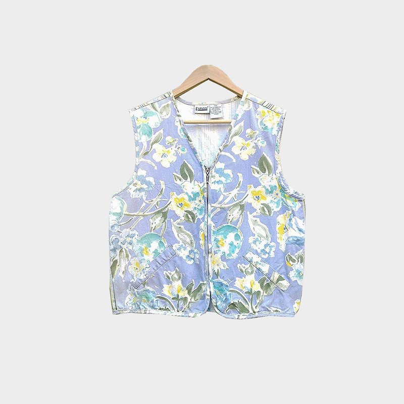 Dislocation vintage / printed denim vest no.B45 vintage - เสื้อกั๊กผู้หญิง - ผ้าฝ้าย/ผ้าลินิน สีน้ำเงิน