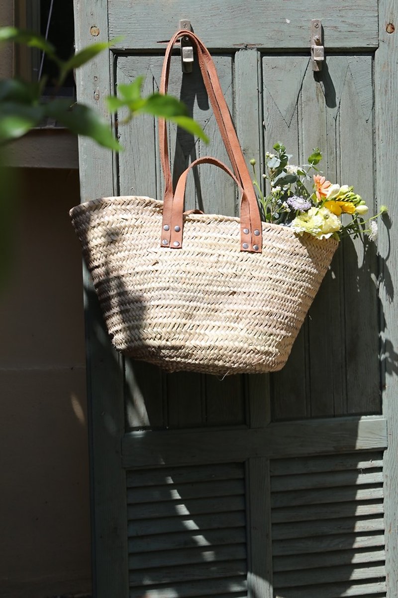 French rattan basket - color leather dual-purpose paragraph S - Messenger Bags & Sling Bags - Other Materials 