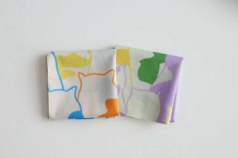 big big cat handkerchief - going to work - Handkerchiefs & Pocket Squares - Cotton & Hemp Multicolor
