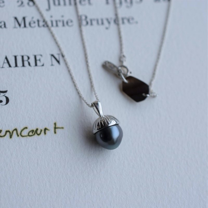 Black pearl long necklace - สร้อยคอยาว - ไข่มุก สีดำ