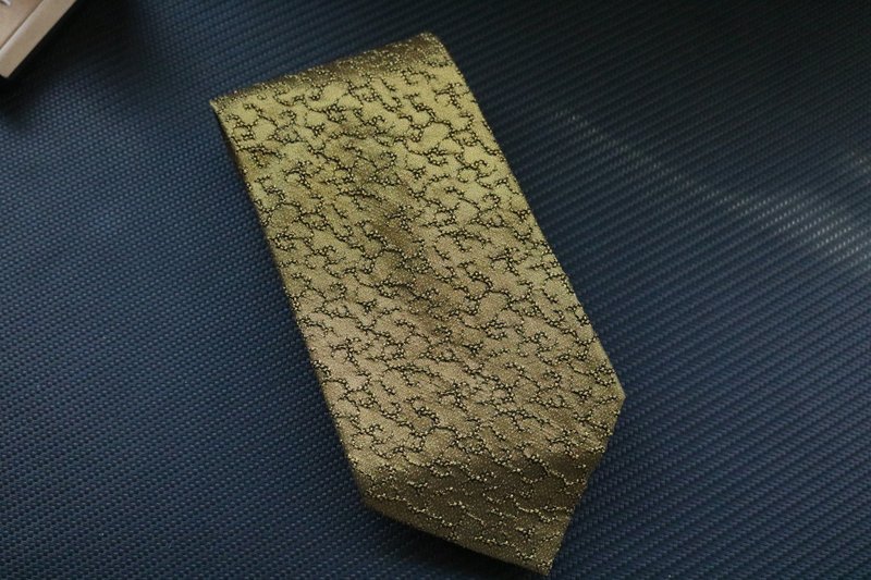 金色立體花紋真絲領帶紳士雅痞necktie - 領帶/領帶夾 - 絲．絹 多色