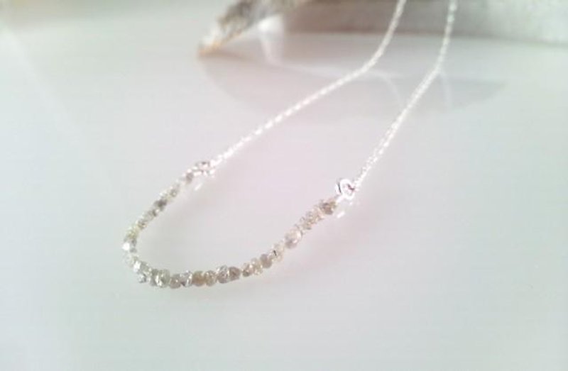 Natural diamond gemstone Silver necklace 2 - Necklaces - Gemstone 