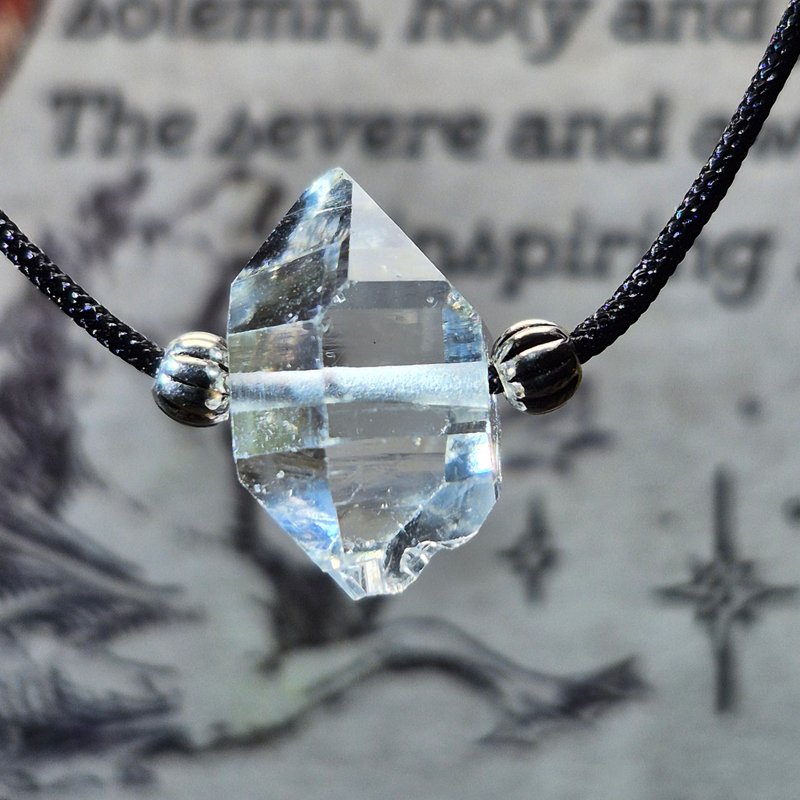 •星痕• 閃靈水晶 帶印記 x 純銀珠 | 項鍊吊墜 - 項鍊 - 水晶 透明