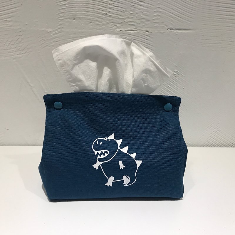 Ho Ho Ho I am your little dinosaur-large indigo canvas cover (printing pattern can be optional) - Toiletry Bags & Pouches - Other Materials Blue