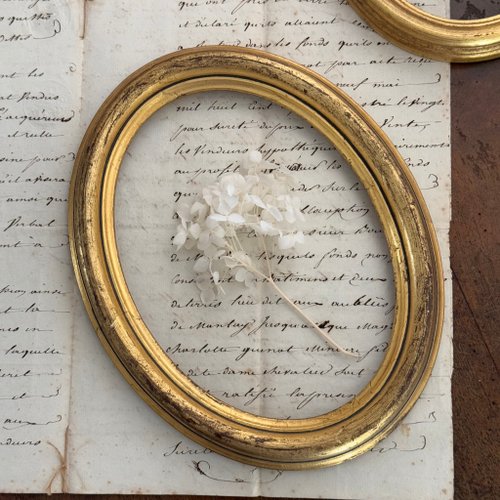 50184-魅力的なフランスのアンティーク楕円形額縁ベアフレーム