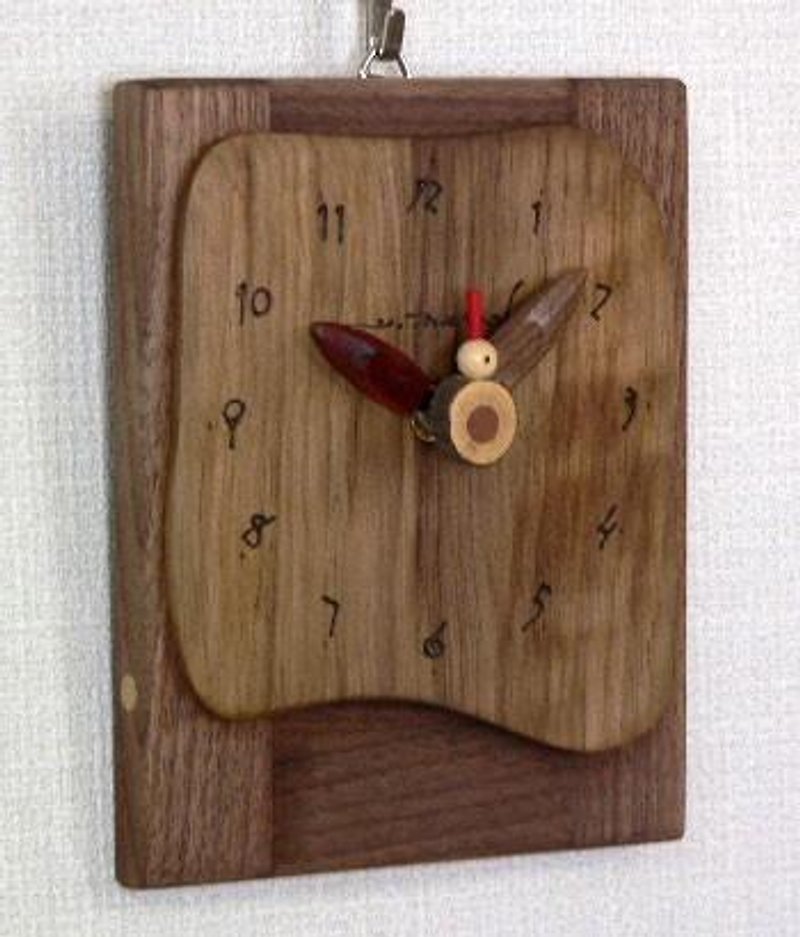 素朴な時計 ＊ウオールナット - 時鐘/鬧鐘 - 木頭 橘色