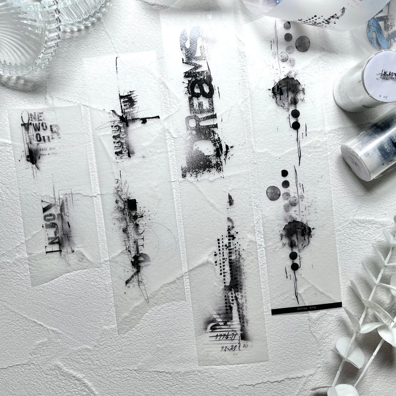 レトロ柄 マスキングテープ - ステッカー・シール - その他の素材 ブラック