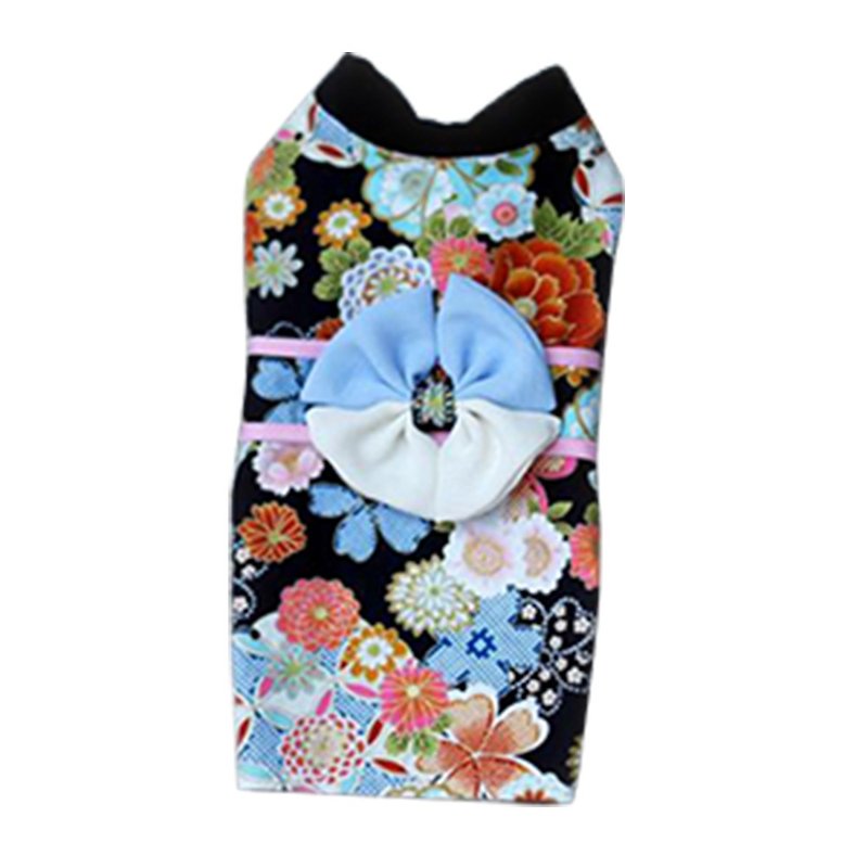 【AnnaNina】Pet kimono for cats and dogs general yukata Blue Baihua Cai S~XL - ชุดสัตว์เลี้ยง - ผ้าฝ้าย/ผ้าลินิน 
